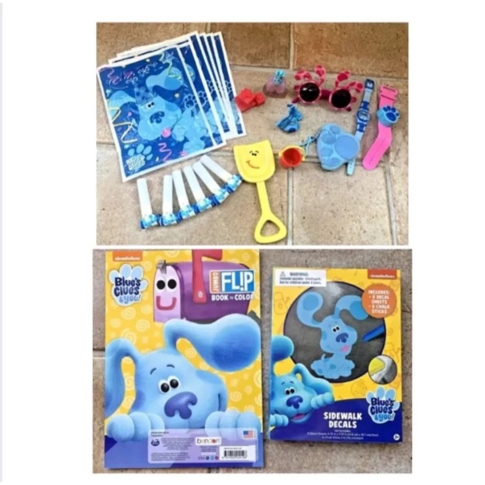 Blue's Clues Toy & Book Lot Blue, Slippery Soap, Pail, Shovel